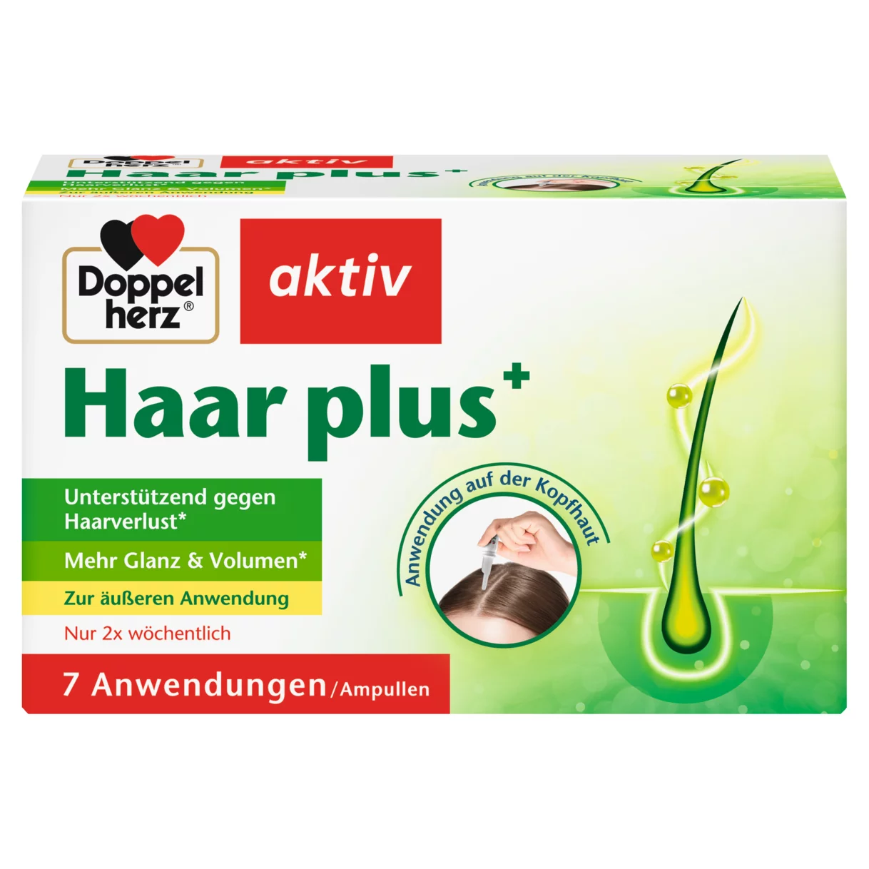 Abbildung der Produktverpackung Doppelherz aktiv Haar plus+ Frontansicht